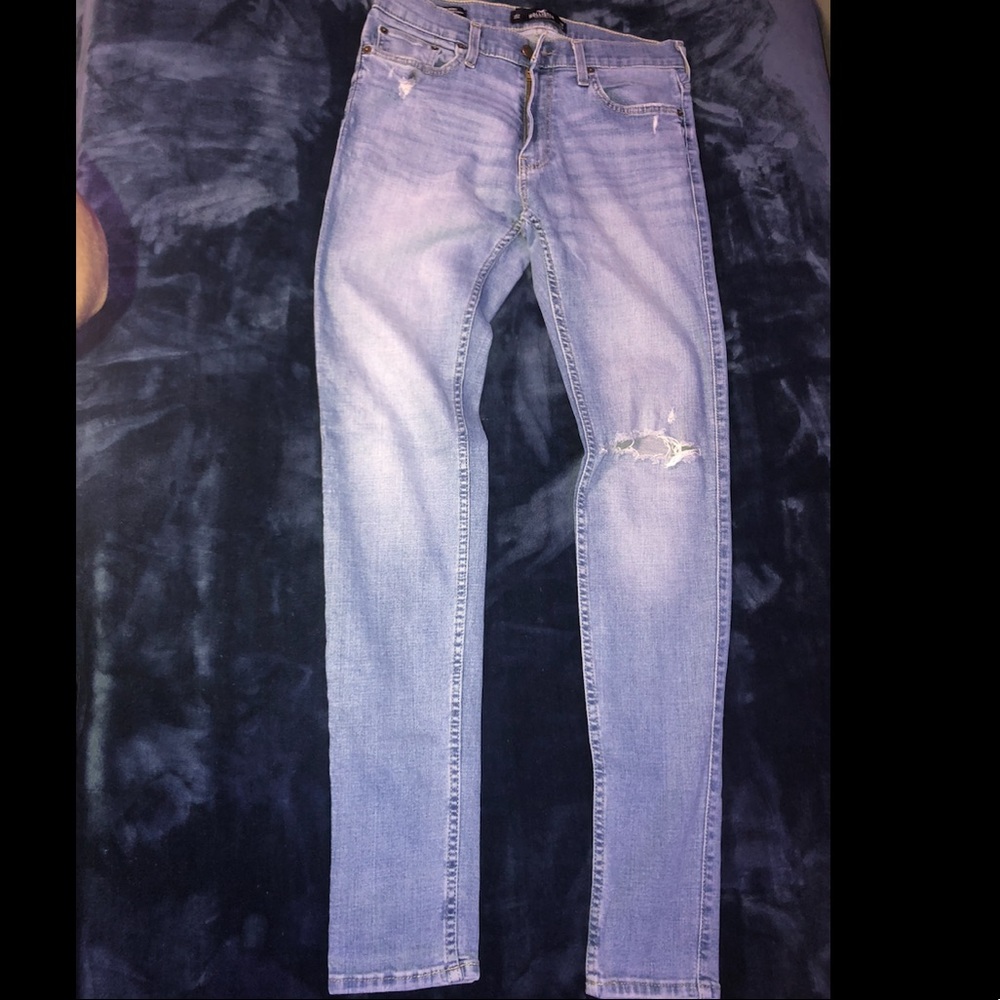 Super skinny light blue jeans *factory ripped**